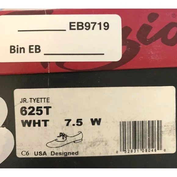 Capezio Jr. Tyette 625T Toddler White Tap 7.5 Wide Shoes Tie Bow Dance New - Picture 8 of 8